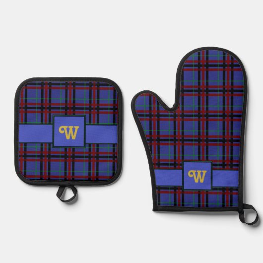 Sierlijke Plaid Ovenwant & Pannenlap Set (Voorkant)