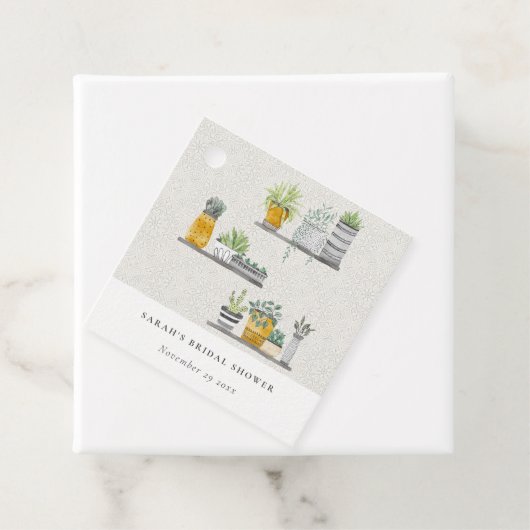 Sierlijke Potted Bladerige Botanische Bruidsdouche Bedankjes Labels (In situ)