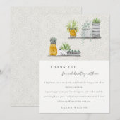 Sierlijke Potted Bladerige Botanische Bruidsshower Bedankkaart (Voorkant / Achterkant)