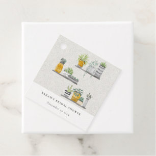 Sierlijke Potted Bladrijke Botanische Bruidsshower Bedankjes Labels