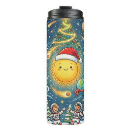 Sierlijke pret gevulde Zonnestelsel Kerstfeest Thermosbeker