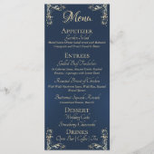 Sierlijke rand & hartmonogram - Blauw Menu (Voorkant)