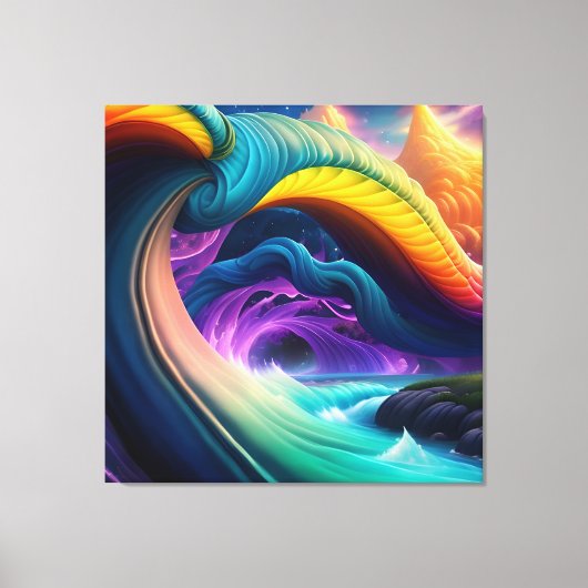 Sierlijke regenboog waterval landschap canvas afdruk (Voorkant)