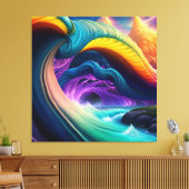 Sierlijke regenboog waterval landschap canvas afdruk (Insitu (Woonkamer))