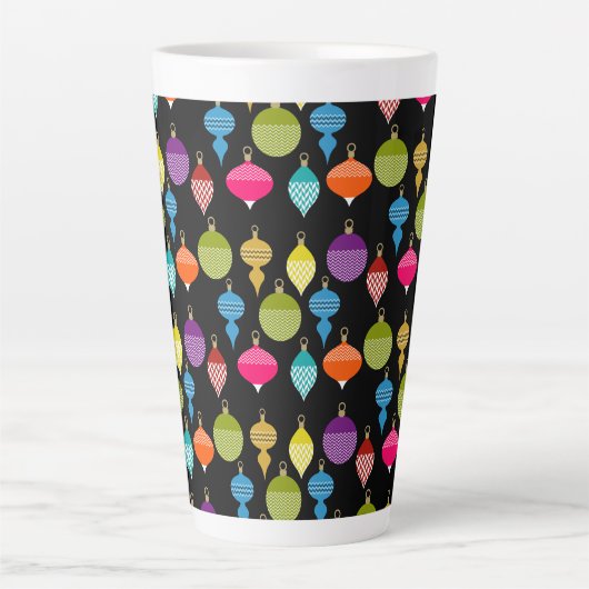 Sierlijke Retro Kerstmis Decoratieve Bal Latte Mok (Voorkant)