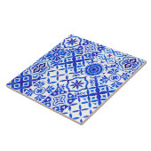 Sierlijke rode azulejo-tegel patchworkpatroon tegeltje (Zijkant)