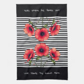 Sierlijke rode bloemen theedoek (Verticaal)