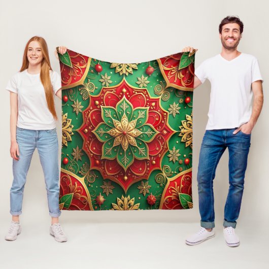 Sierlijke rode groene fleece deken (In situ)