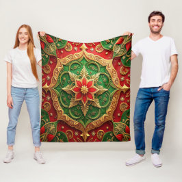 Sierlijke rode groene fleece deken