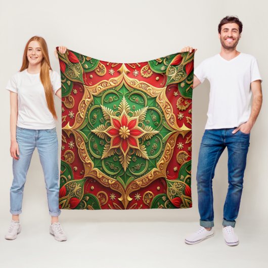 Sierlijke rode groene fleece deken (In situ)