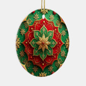 Sierlijke rode groene kerstversiering keramisch ornament (Rechts)