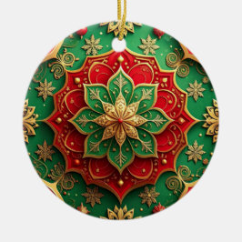 Sierlijke rode groene kerstversiering keramisch ornament