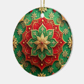 Sierlijke rode groene kerstversiering keramisch ornament (Links)