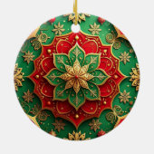 Sierlijke rode groene kerstversiering keramisch ornament (Achterkant)