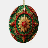 Sierlijke rode groene kerstversiering keramisch ornament (Rechts)