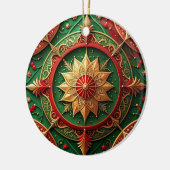 Sierlijke rode groene kerstversiering keramisch ornament (Links)