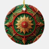 Sierlijke rode groene kerstversiering keramisch ornament (Achterkant)