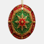 Sierlijke rode groene kerstversiering keramisch ornament (Rechts)