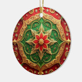 Sierlijke rode groene kerstversiering keramisch ornament (Links)