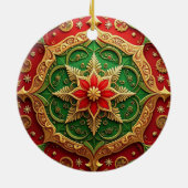 Sierlijke rode groene kerstversiering keramisch ornament (Achterkant)