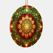 Sierlijke rode groene kerstversiering keramisch ornament (Rechts)