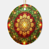 Sierlijke rode groene kerstversiering keramisch ornament (Links)