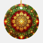 Sierlijke rode groene kerstversiering keramisch ornament (Achterkant)