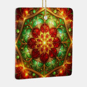 Sierlijke rode groene kerstversiering keramisch ornament (Rechts)