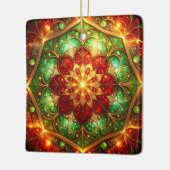 Sierlijke rode groene kerstversiering keramisch ornament (Links)