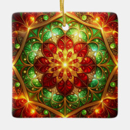 Sierlijke rode groene kerstversiering keramisch ornament