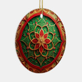 Sierlijke rode groene kerstversiering keramisch ornament (Rechts)