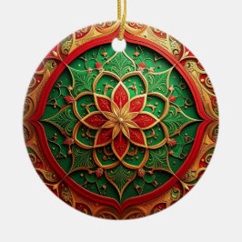 Sierlijke rode groene kerstversiering keramisch ornament
