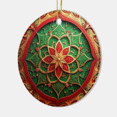 Sierlijke rode groene kerstversiering keramisch ornament (Links)