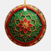Sierlijke rode groene kerstversiering keramisch ornament (Achterkant)
