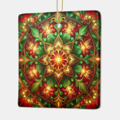 Sierlijke rode groene kerstversiering keramisch ornament (Links)