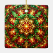 Sierlijke rode groene kerstversiering keramisch ornament (Achterkant)