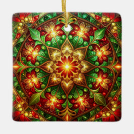 Sierlijke rode groene kerstversiering keramisch ornament