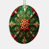 Sierlijke rode groene kerstversiering keramisch ornament (Rechts)