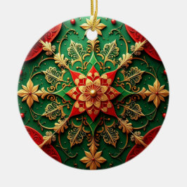 Sierlijke rode groene kerstversiering keramisch ornament