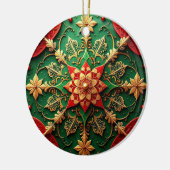 Sierlijke rode groene kerstversiering keramisch ornament (Links)