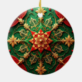 Sierlijke rode groene kerstversiering keramisch ornament (Achterkant)