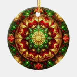 Sierlijke rode groene kerstversiering keramisch ornament