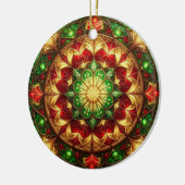 Sierlijke rode groene kerstversiering keramisch ornament (Links)