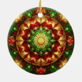 Sierlijke rode groene kerstversiering keramisch ornament (Achterkant)