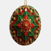 Sierlijke rode groene kerstversiering keramisch ornament (Rechts)