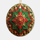 Sierlijke rode groene kerstversiering keramisch ornament (Links)