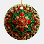 Sierlijke rode groene kerstversiering keramisch ornament (Achterkant)