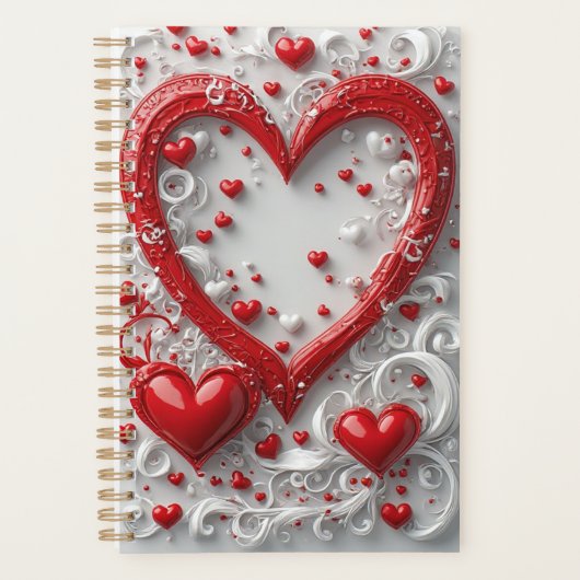 Sierlijke Rode Harten Sierlijst Planner (Voorkant)