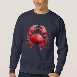 Sierlijke Rode Krab Visser Zeevaart Stijl Trui