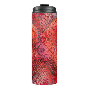 Sierlijke Rode Symmetrische Paisley Motief Thermosbeker